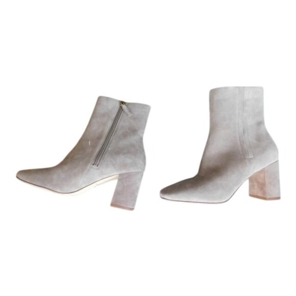 Cole Haan Size 8.5B Taupe Suede Designer Heeled Ankle Boots Booties NEW - Picture 3 of 4